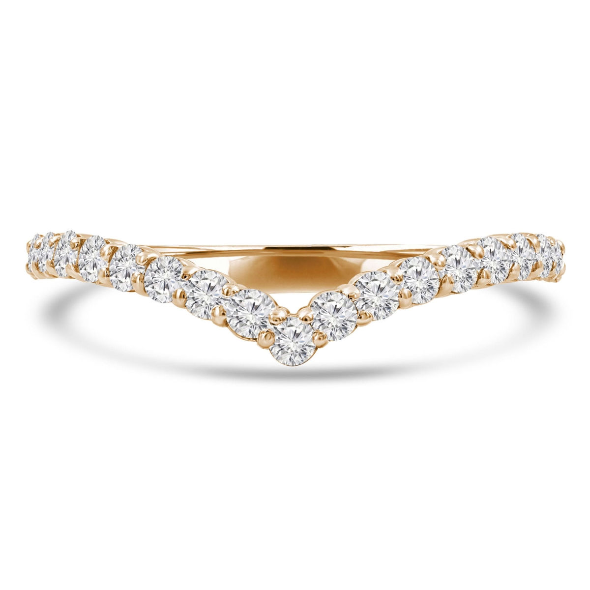MD250080-8.5 0.5 CTW Round Lab Created Diamond Tiara Semi-Eternity Anniversary Wedding Band Ring - 14K Yellow Gold - Size 8.5