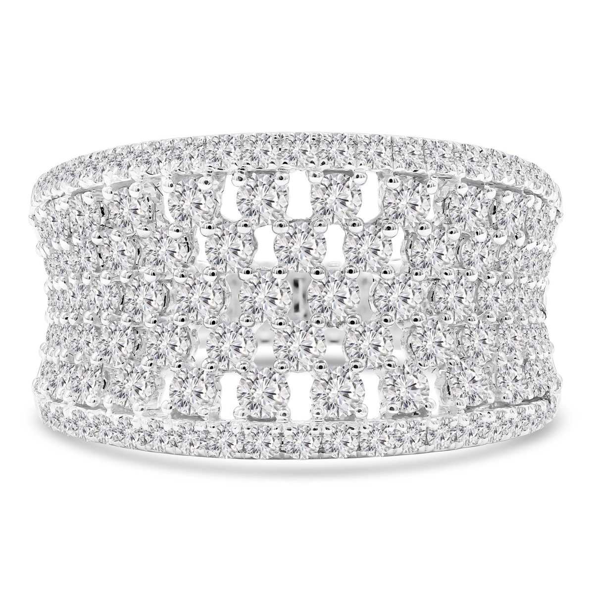 MD250271-9 1.6 CTW Round Diamond Multi-Row Concave Cocktail Ring - 18K White Gold - Size 9