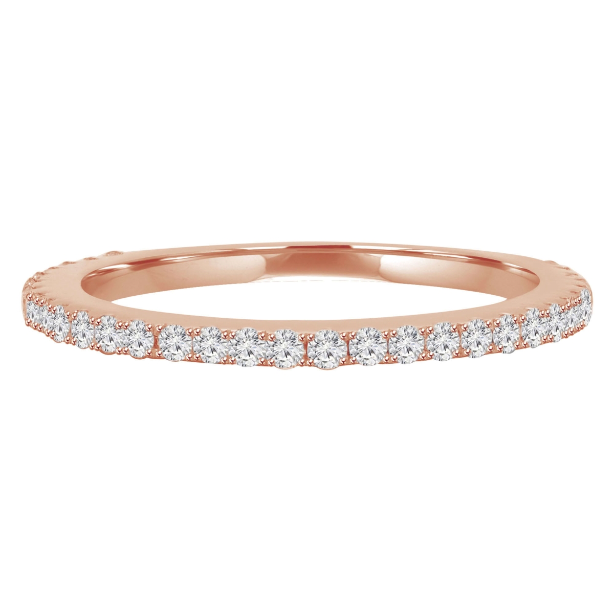 MD250041-9 14K Rose Gold 0.33 CTW Round Lab Created Diamond 3 by 4 Way Semi-Eternity Anniversary Wedding Band Ring - Size 9