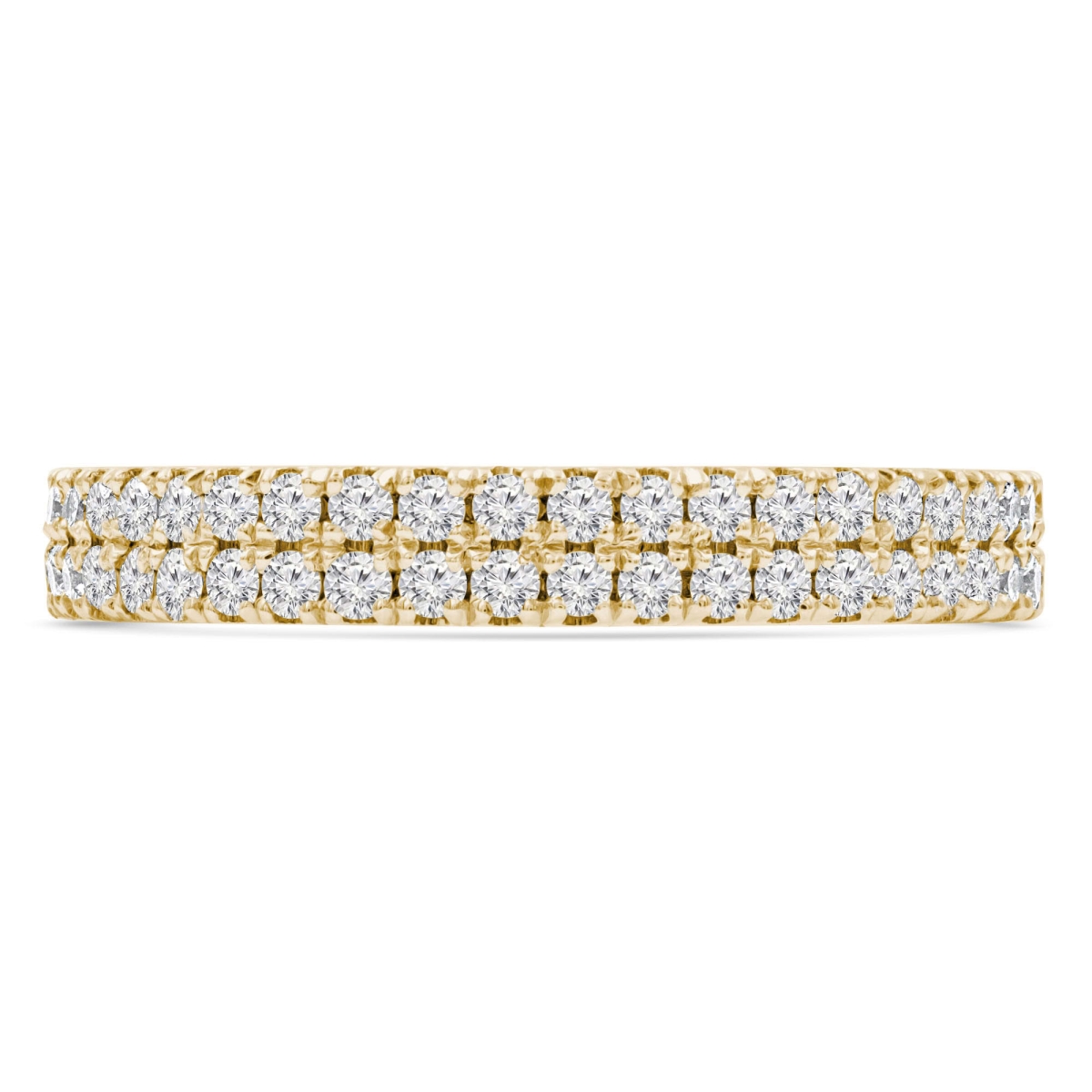 MD250066-6 0.5 CTW Round Lab Created Diamond 3 by 4 Way Two-Row Semi-Eternity Anniversary Wedding Band Ring - 14K Yellow Gold - Size 6