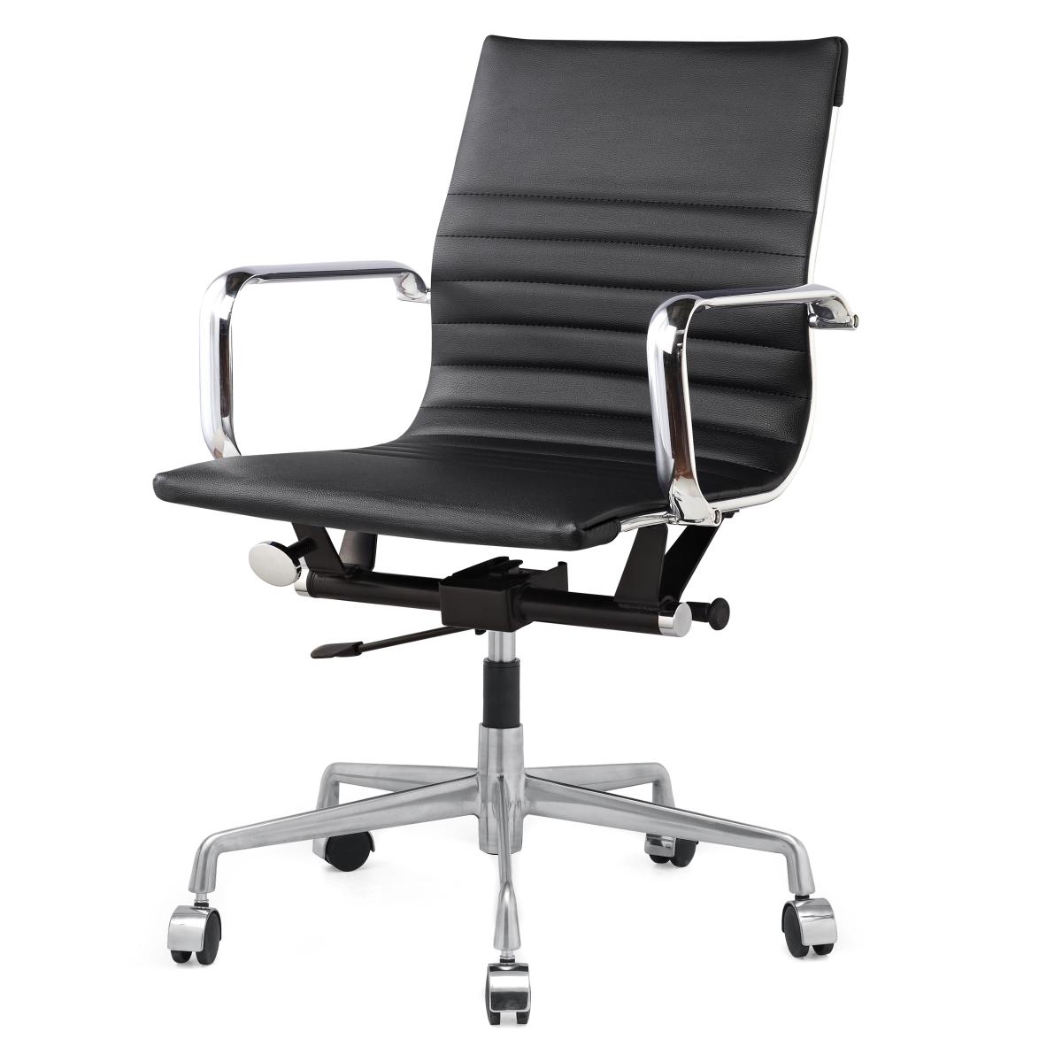 348-blk M348 Office Chair In Vegan Leather - Chrome & Black