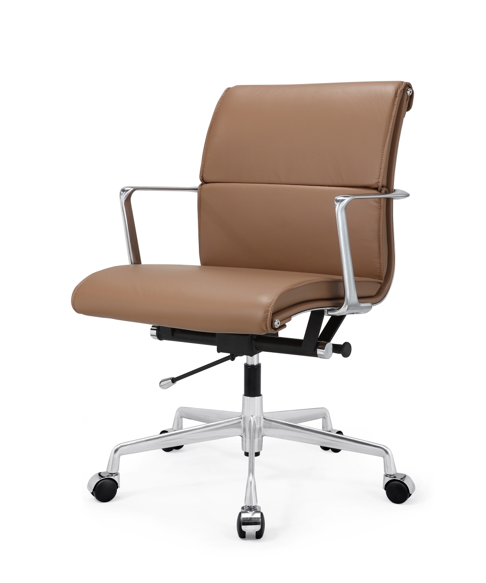 347-brn M347 Office Chair In Aniline Leather - Aluminum & Tan
