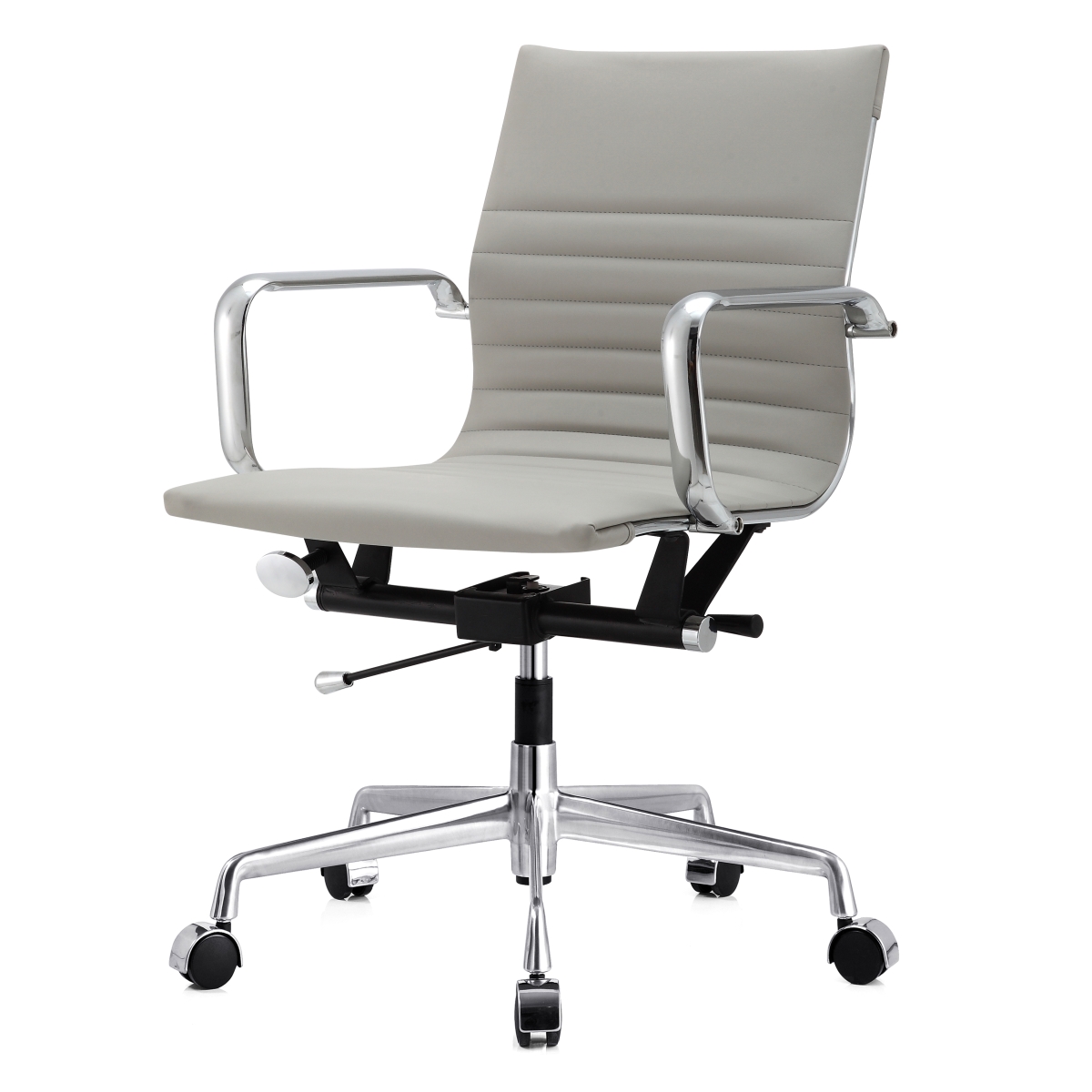 348-gry M348 Office Chair In Vegan Leather - Chrome & Gray