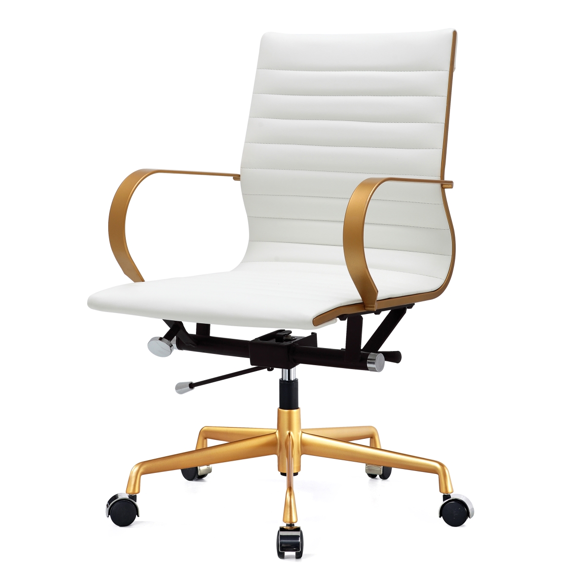 365-gd-whi M365 Office Chair In Vegan Leather - Gold & White