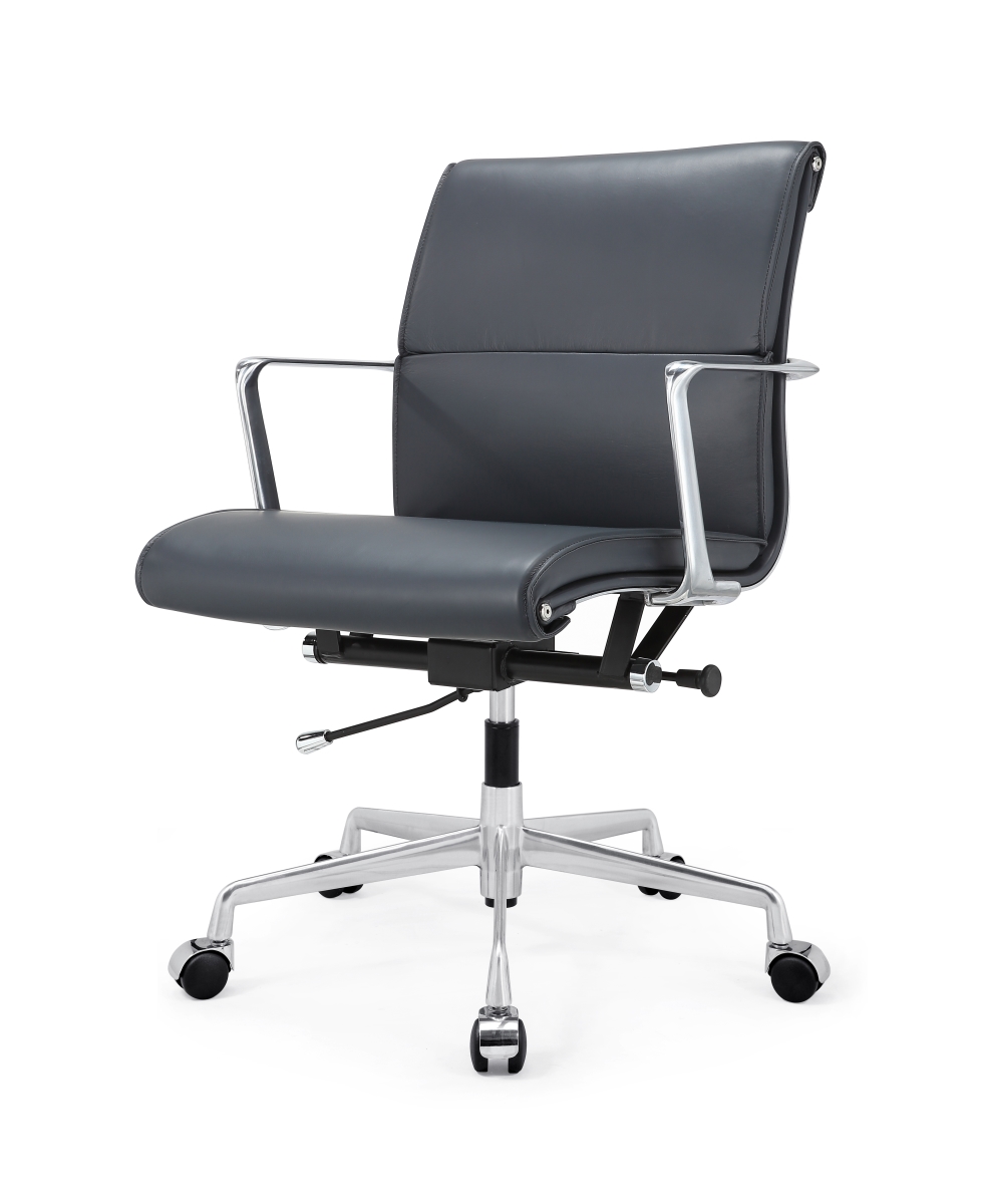347-nvy M347 Office Chair In Aniline Leather - Aluminum & Navy