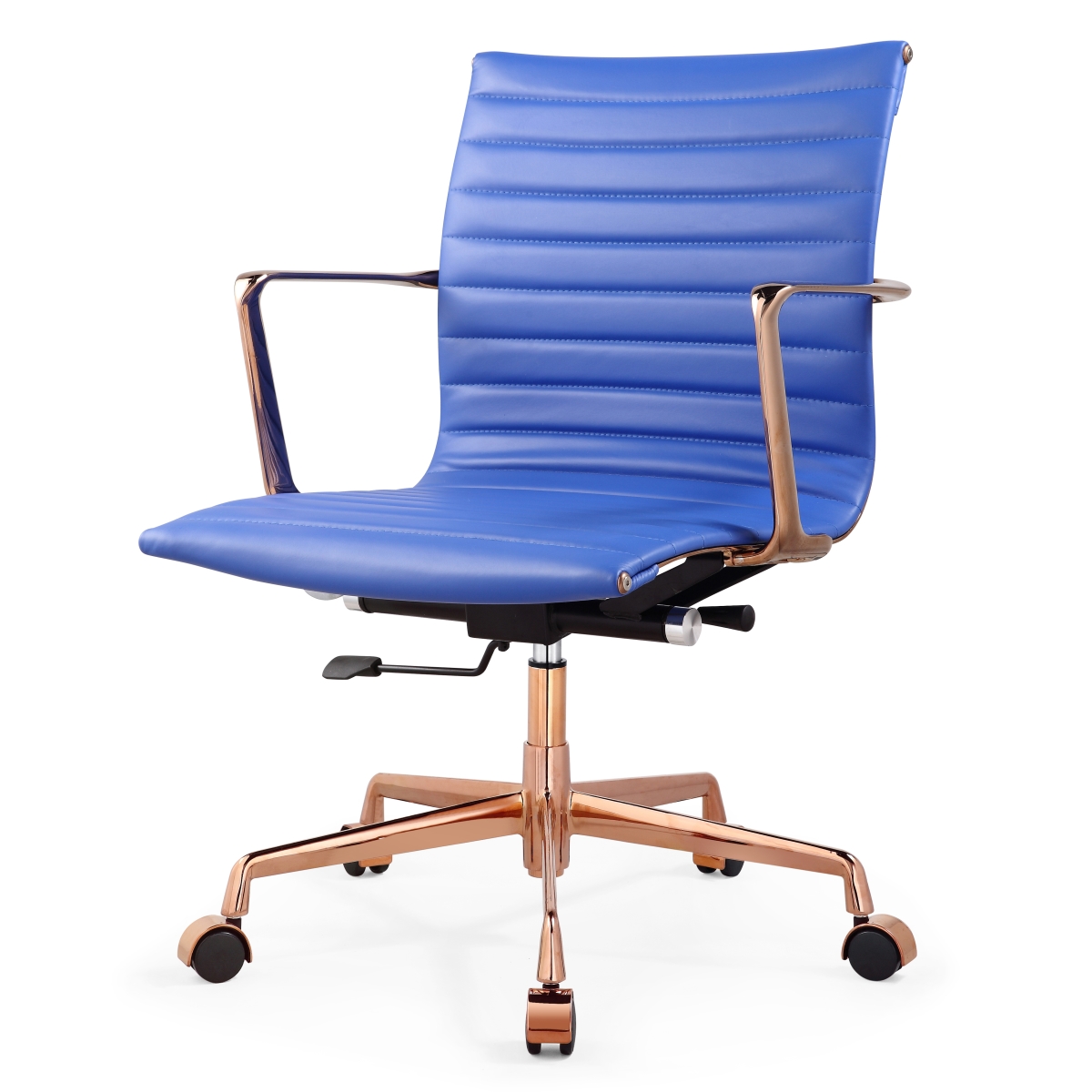 5-rg-cbl M5 Multipurpose Office Chair In Aniline Leather - Rose Gold & Blue