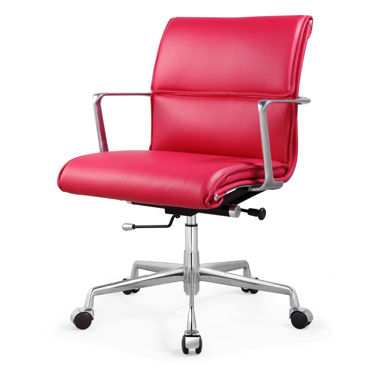 347-pnk M347 Office Chair In Aniline Leather - Aluminum & Deep Pink