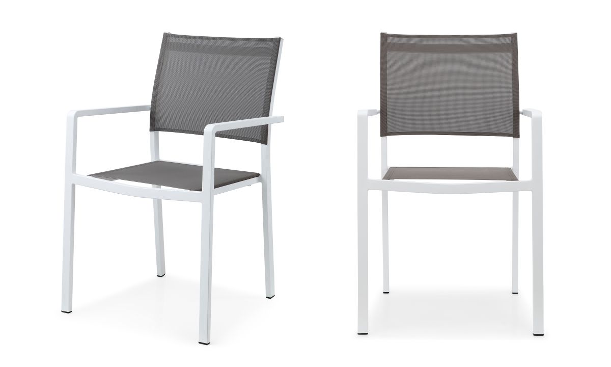 63-gry-whi M63 Outdoor Chair - White & Gray, Set Of 2