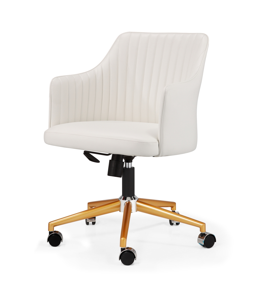 64-gd-whi M64 Flock Office Chair In Vegan Leather - Gold & White