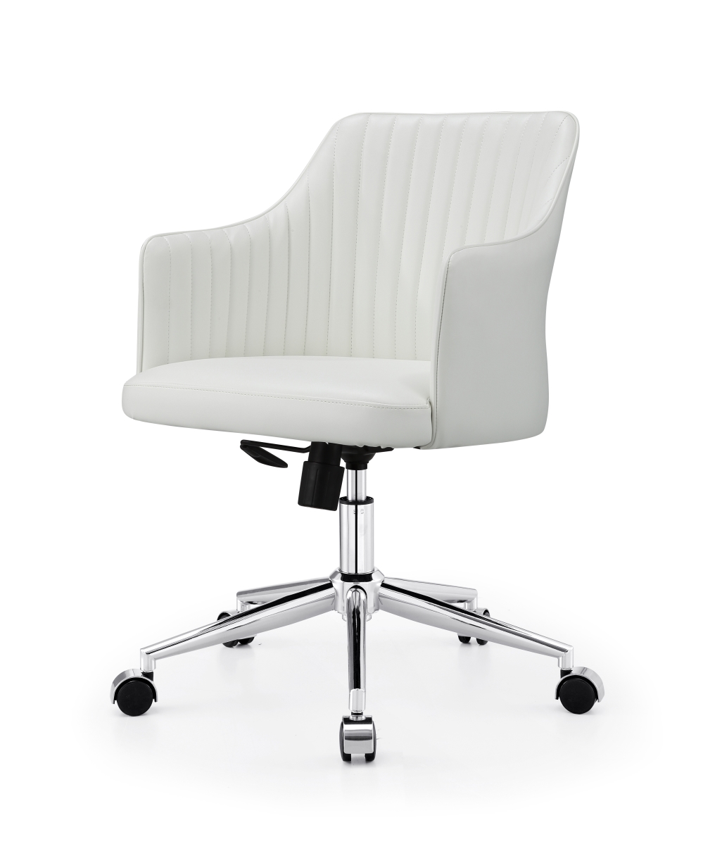 64-whi M64 Flock Office Chair In Vegan Leather - Chrome & White