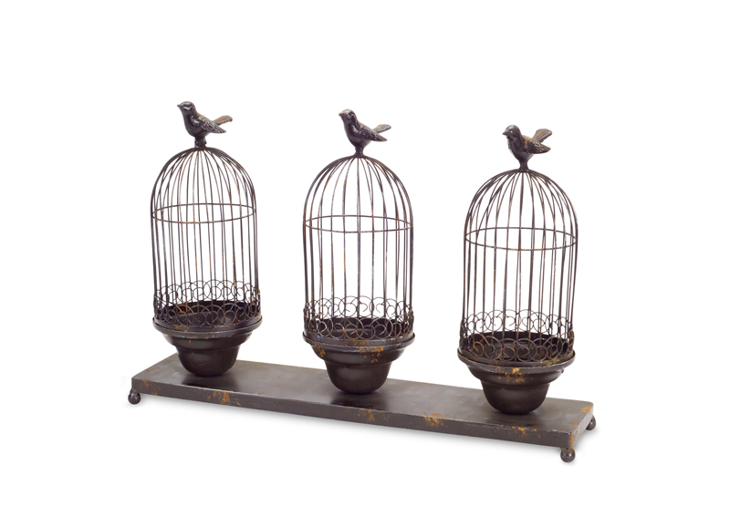 UPC 746427700047 product image for Melrose International 70004 13.5 in. Metal Bird Cage x3 Candle Holder Rustic Bro | upcitemdb.com