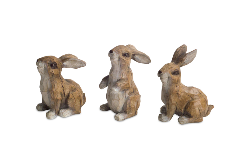 70005 3 & 3.5 In. Polystone Rabbit Figurines, Brown & White - Set Of 6