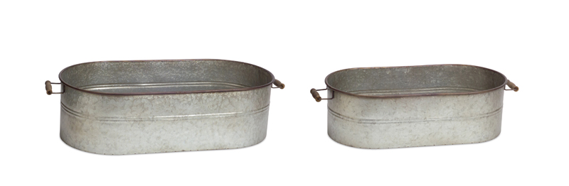 UPC 746427700146 product image for Melrose International 70014 7 & 8 in. Oval Containers Metal Grey - Set of 2 | upcitemdb.com