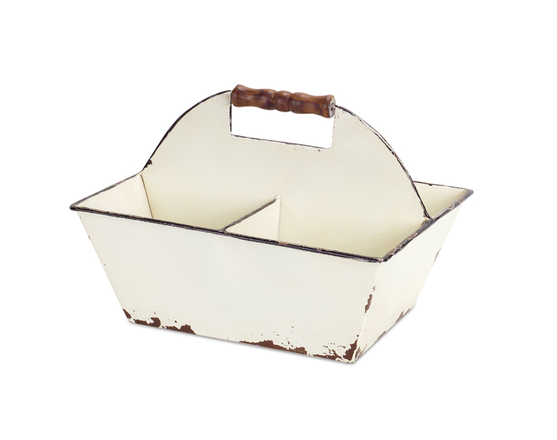 UPC 746427700191 product image for Melrose International 70019 7.5 in. Metal Carrying Tray with Divider White - Set | upcitemdb.com