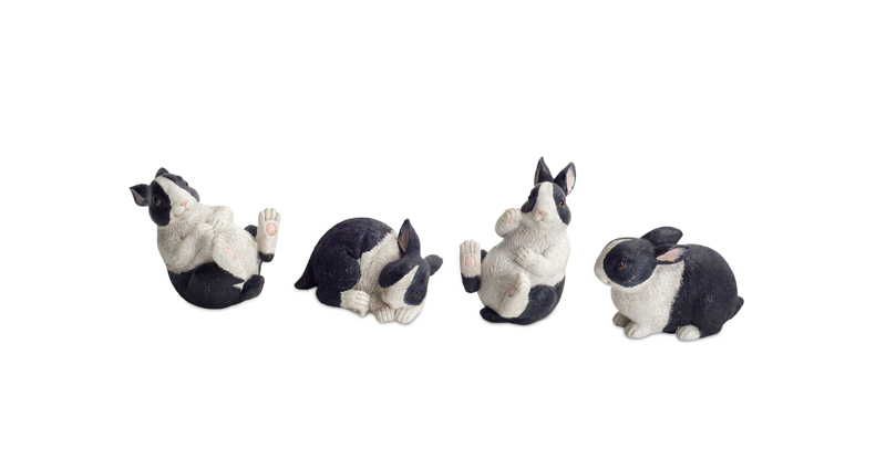 70022 2 & 2.5 In. Resin Rabbit Figurines, Black & White - Set Of 16