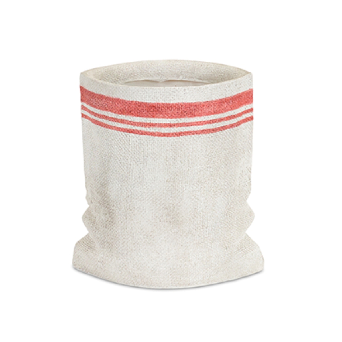 72645ds 11 In. Flour Sack Pot Poly Stone - White & Red