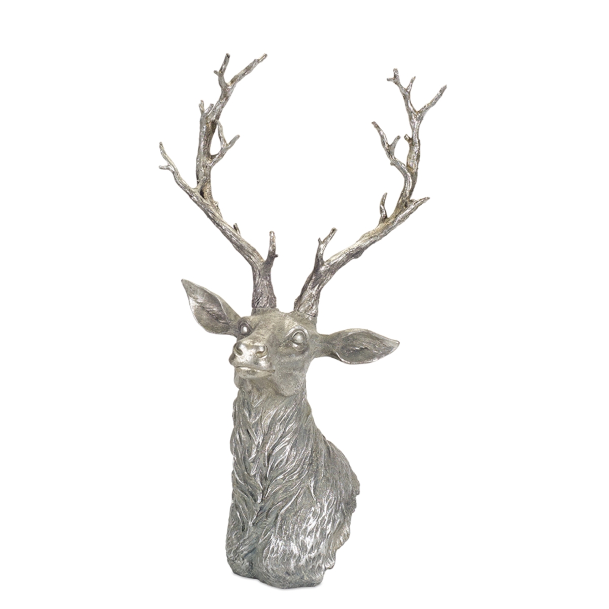 72653ds 29.5 X 11.5 X 14.5 In. Deer Bust Poly Stone - Silver