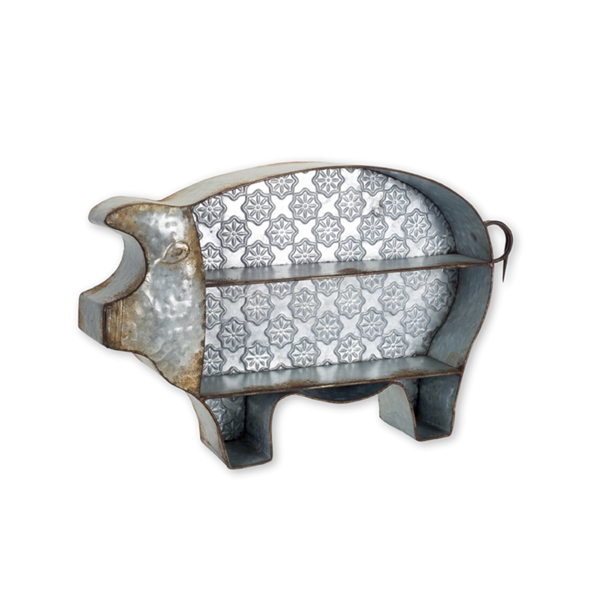 72781ds 15.5 X 5.5 In. Pig Divided Tray Metal - Tin & Brown