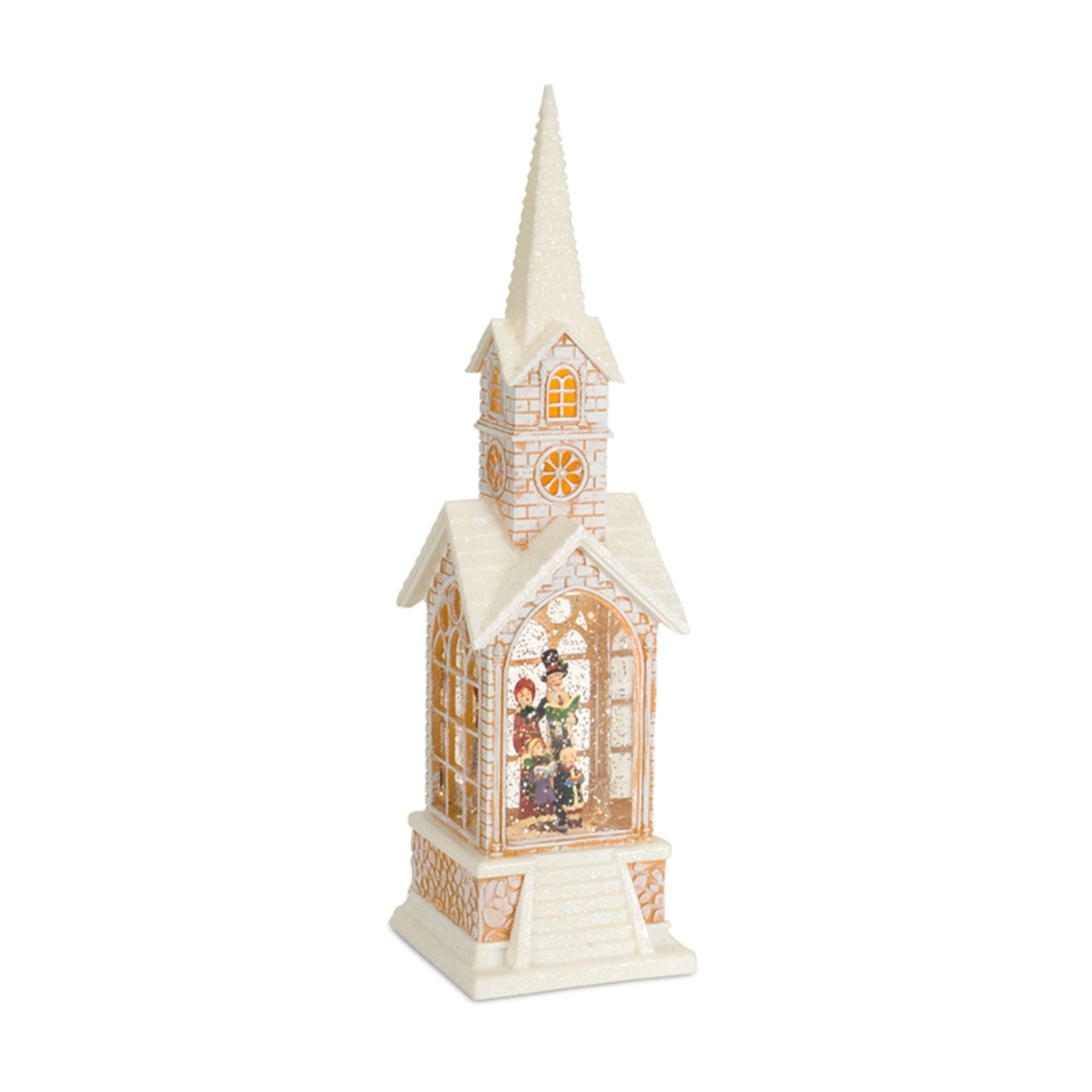 72826ds 16.25 In. Church Snow Globe With Carolers Plastic - White & Brown