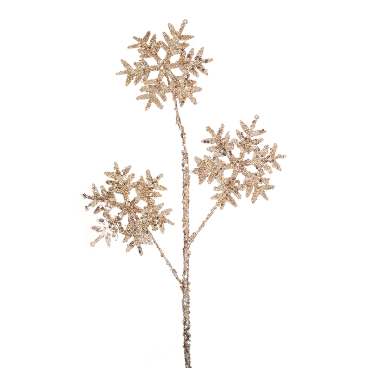 72855ds 24 In. Plastic Snowflake Spray, Gold & Silver - Set Of 12