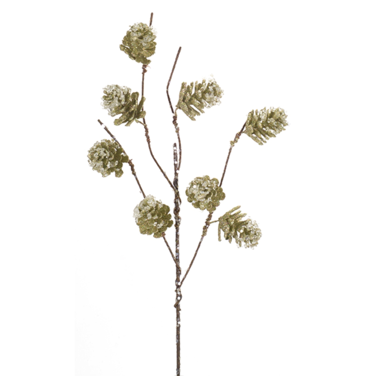 72860ds 23 In. Plastic Pine Cone Branch, Green & Brown - Set Of 12