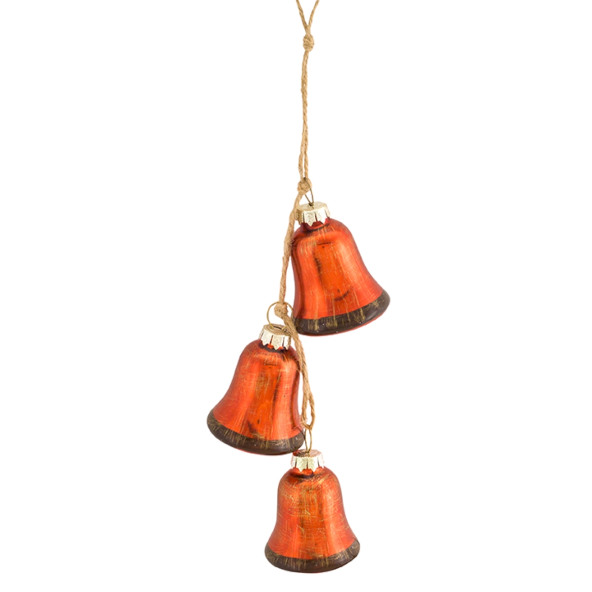 72870ds 12 In. Glass Bell Drop Ornament, Red & Gold - Set Of 12