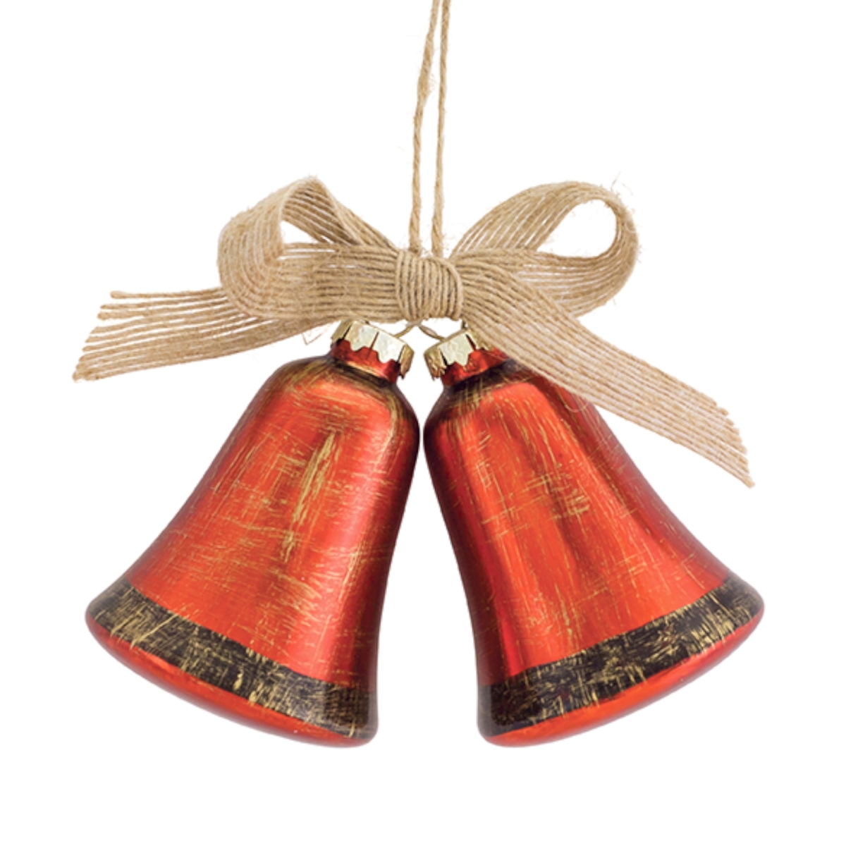 72871ds 5.5 In. Glass Bell With Bow, Red & Gold - Set Of 12