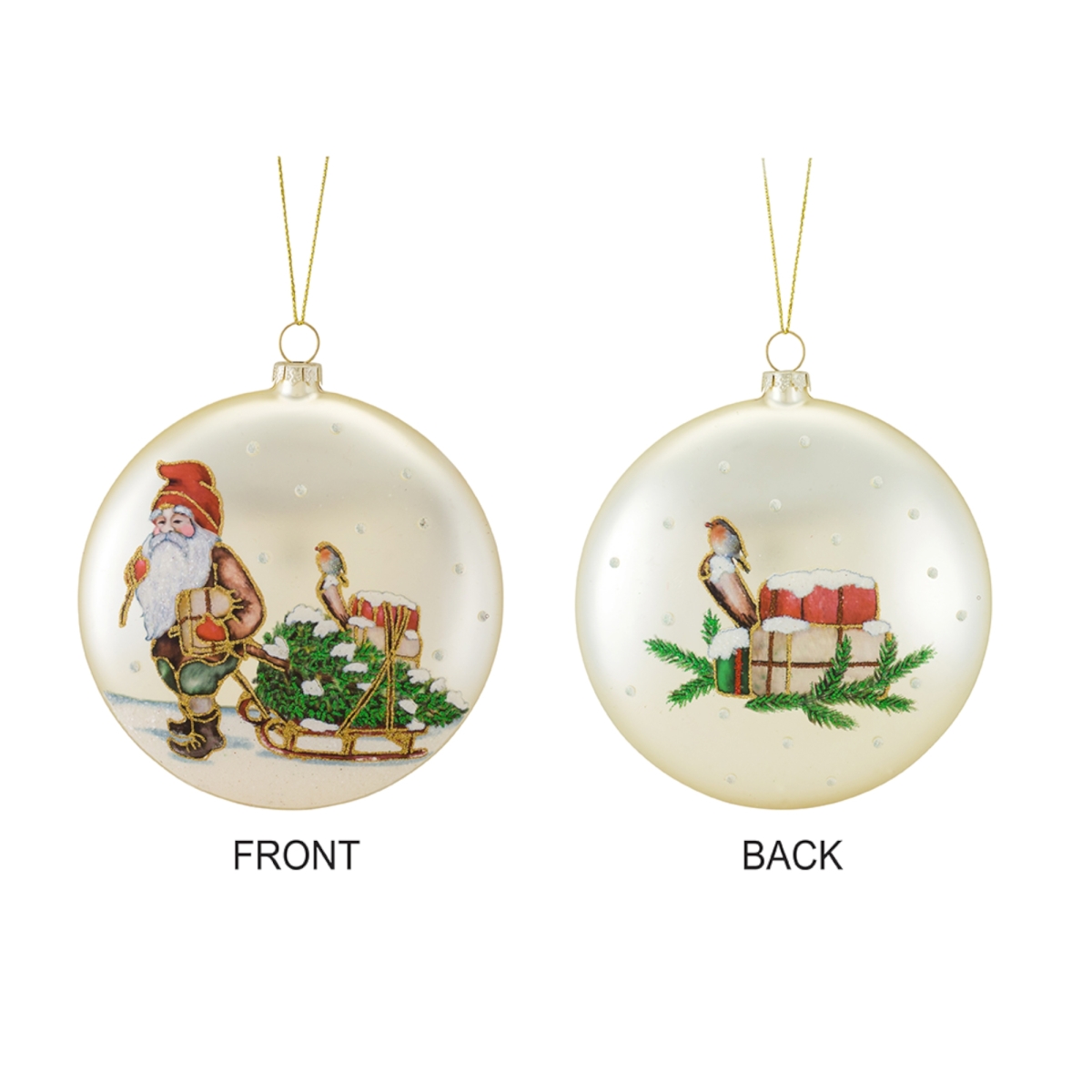 72879ds 5.5 In. Glass Santa Sled & Tree Disc Ornament, Silver & Red - Set Of 6
