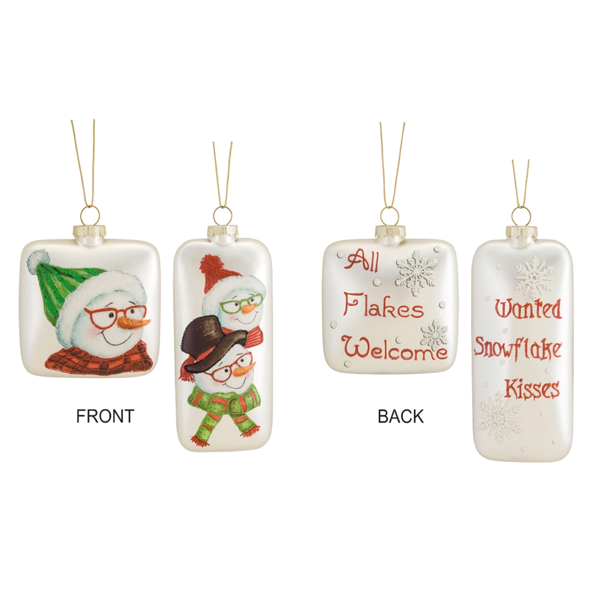 72885ds 4.25-6.25 In. Glass Snowman Family Ornament, Silver & Red - Set Of 6