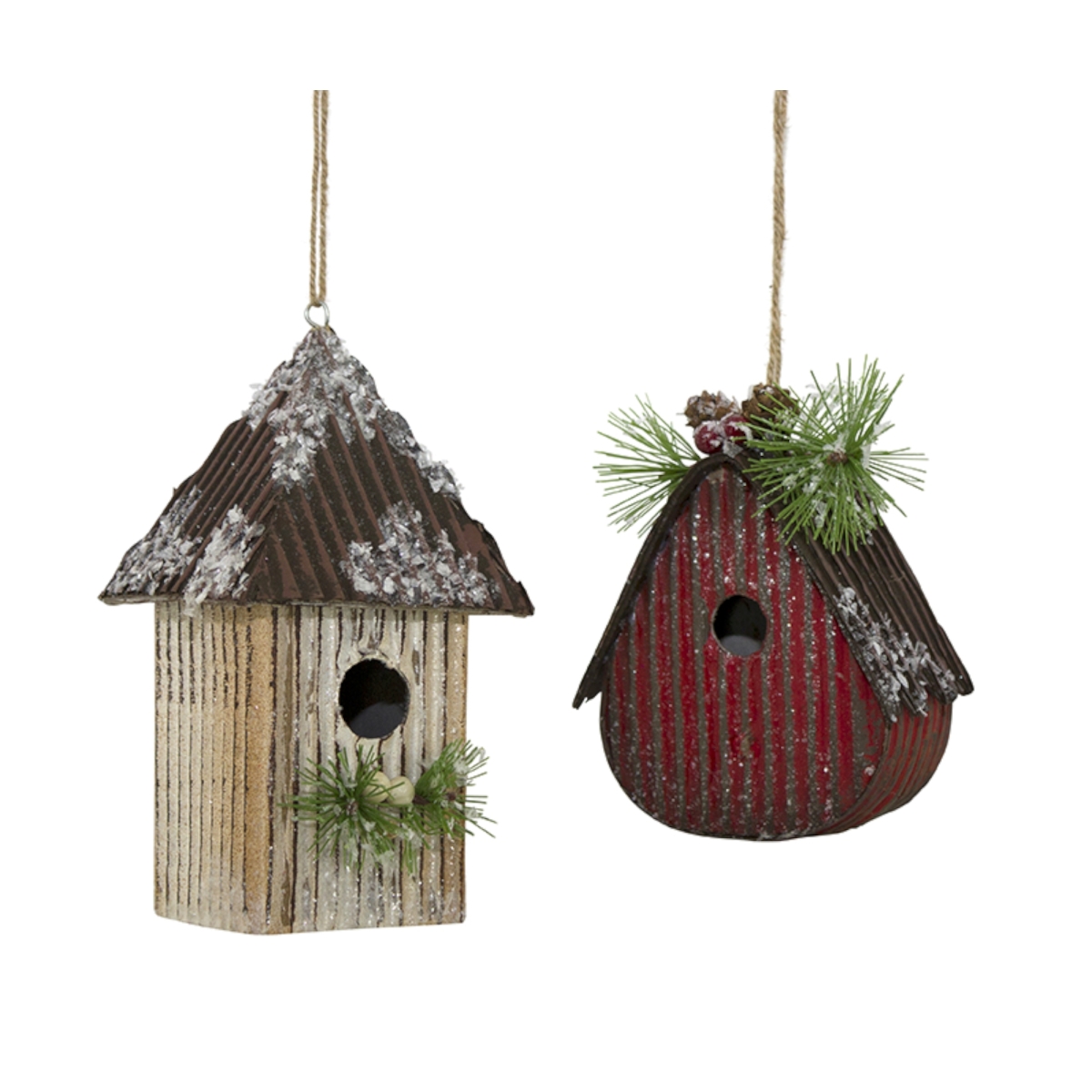 72915ds 6.5-7.5 In. Paper Birdhouse, Brown & Red - Set Of 6