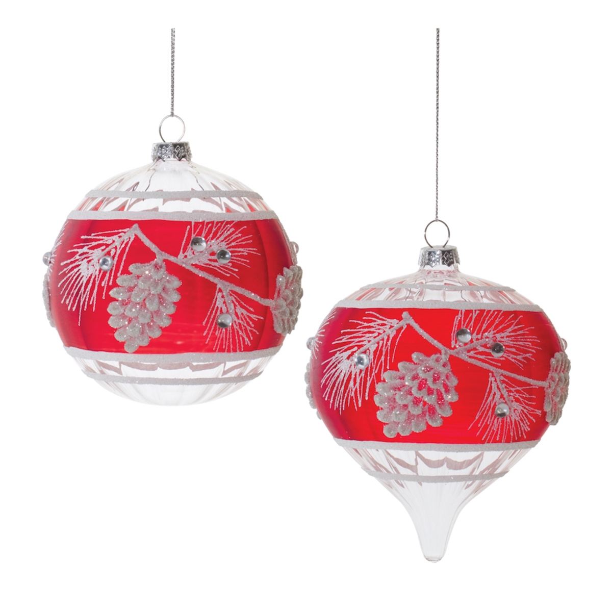 UPC 746427910620 product image for 91062DS 4 & 5 in. Glass Ornament, Red & White - Set of 6 | upcitemdb.com