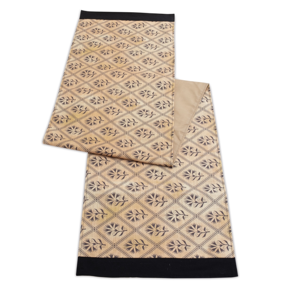 Picture of Melrose 92577DS 14 x 72 in. Polyester Table Runner, Gold & Black - Set of 2