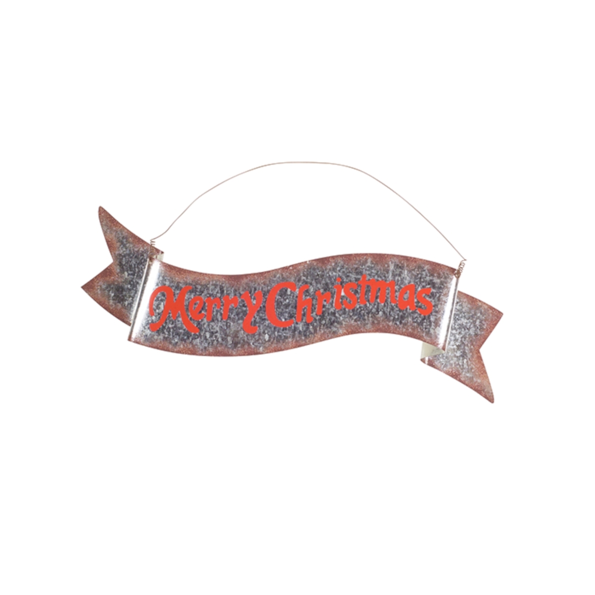 73014ds 8 X 14.25 In. Iron Merry Christmas Banner, Red & Silver - Set Of 12