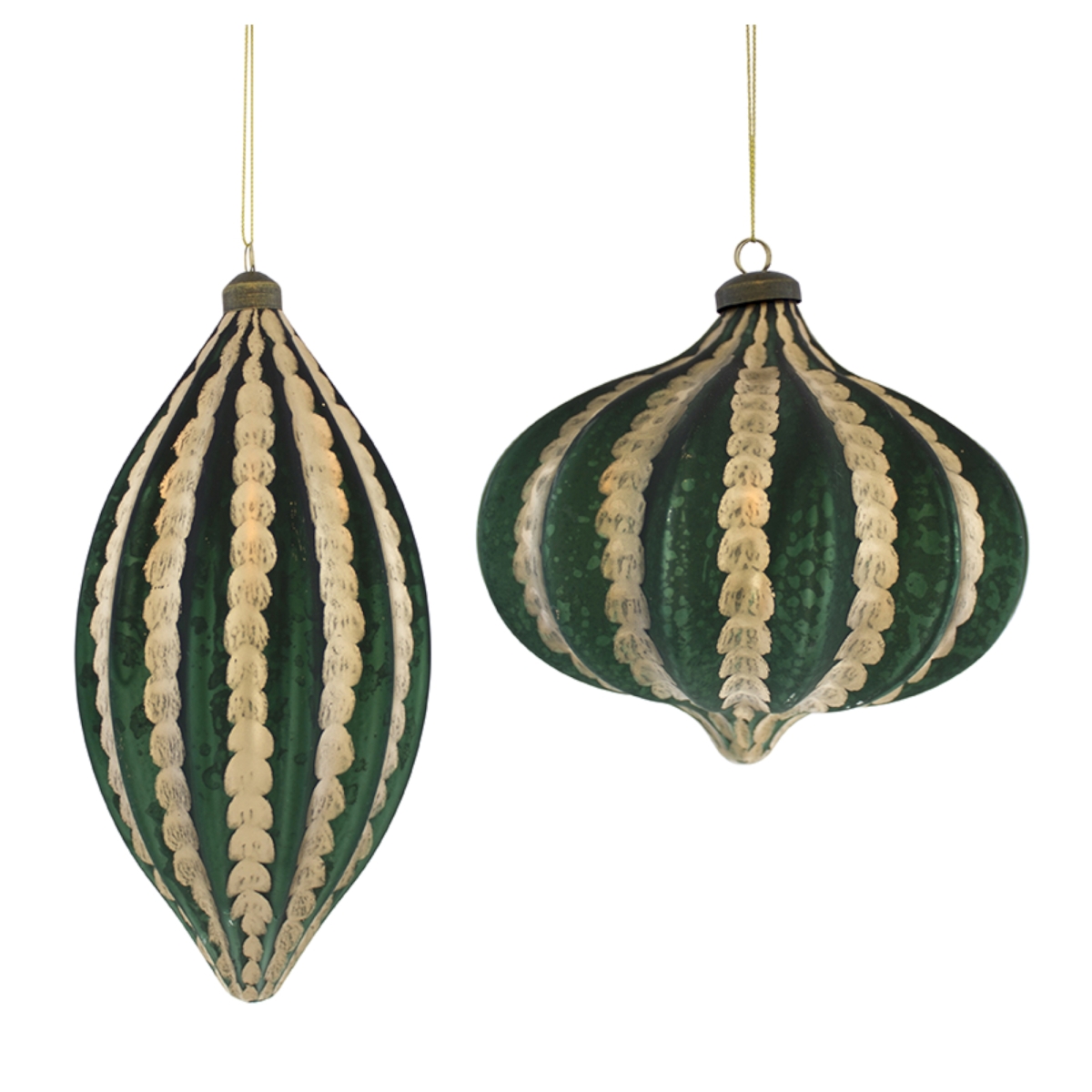 73088ds 6.75-10.5 In. Glass Ornament, Green & Gold - Set Of 4