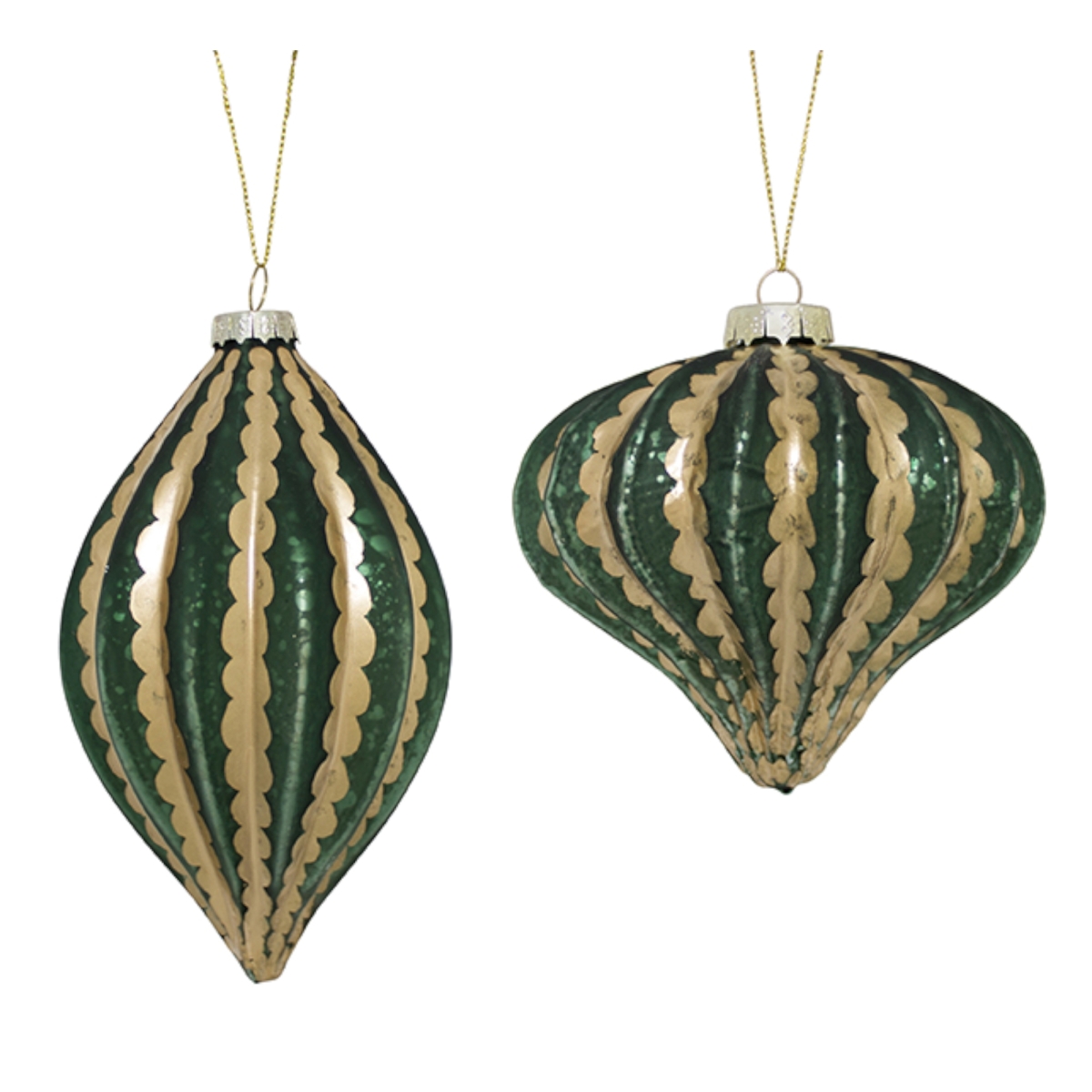 73089ds 5-6.75 In. Glass Ornament, Green & Gold - Set Of 6