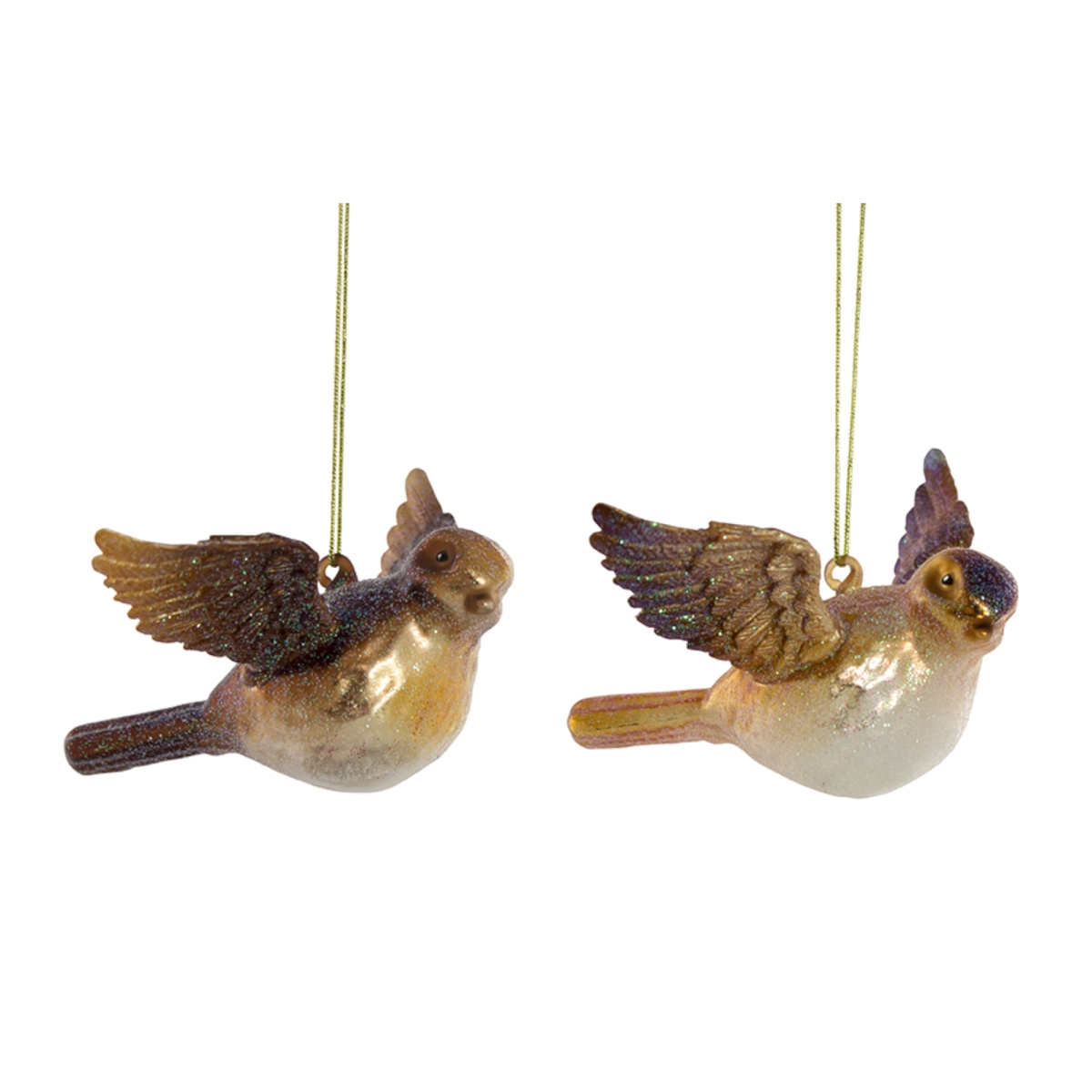73118ds 4.5 In. Glass Bird Ornament, Gold & Brown - Set Of 6