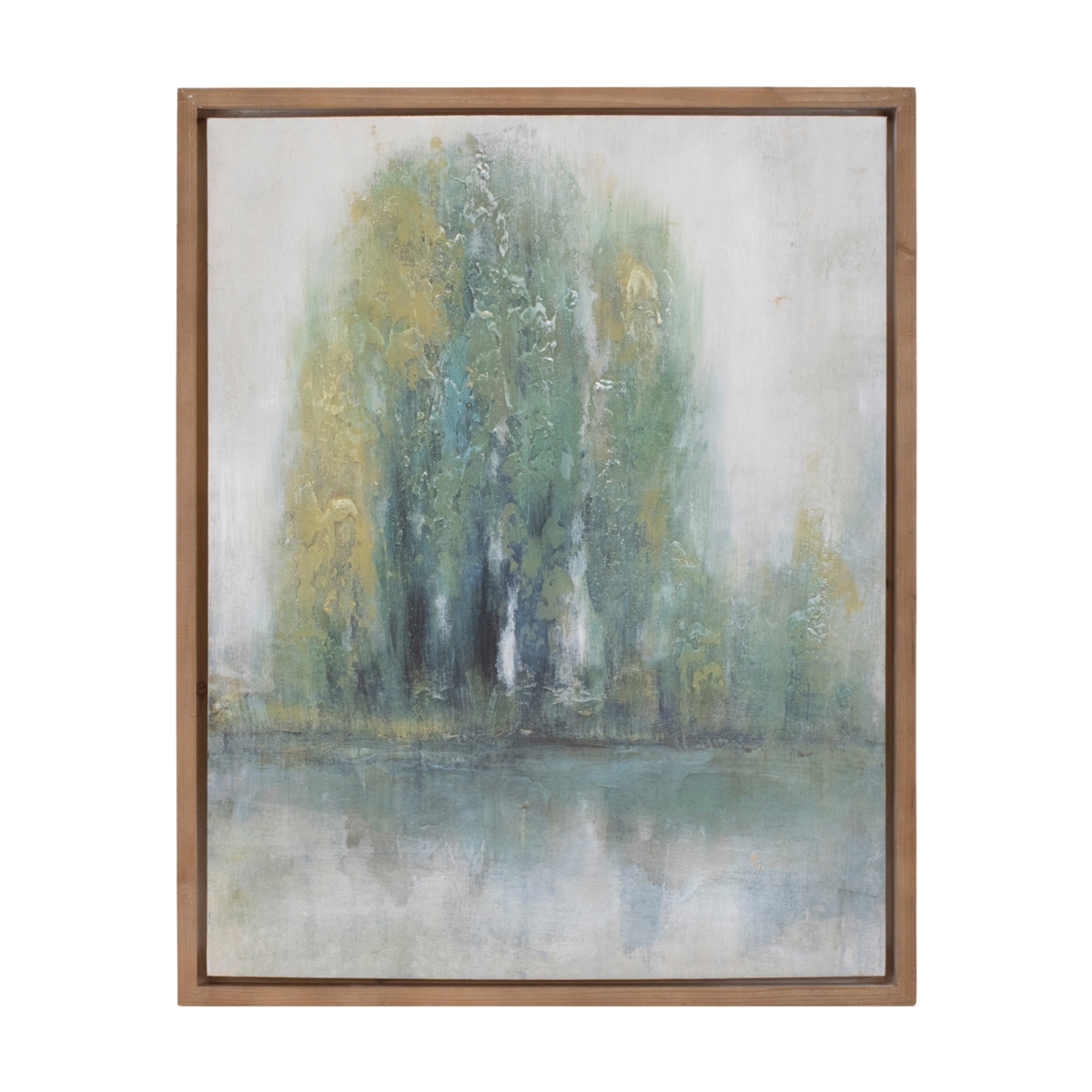 23.5 x 29 in. Wood & Canvas Tree Print, Green & Blue