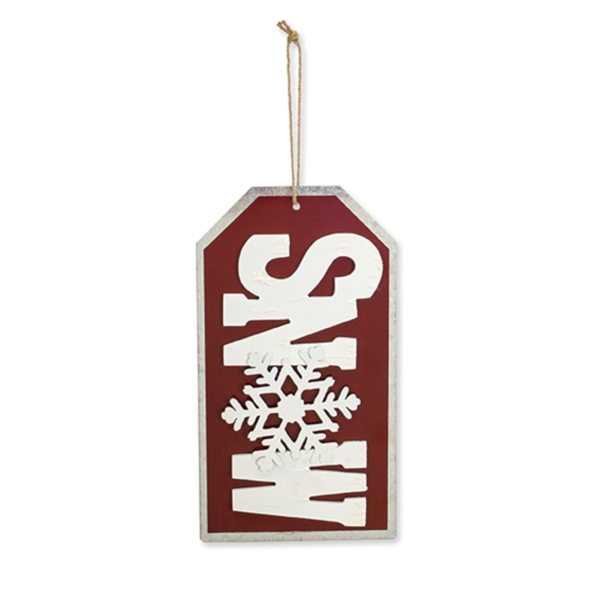73178ds 11.25 In. Mdf Snow Tag Ornament, White & Red - Set Of 4