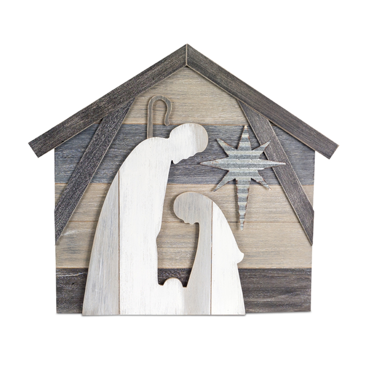73188ds 24 X 1.25 X 27.25 In. Holy Family In Manger Cut-out Mdf, White & Grey - Set Of 2