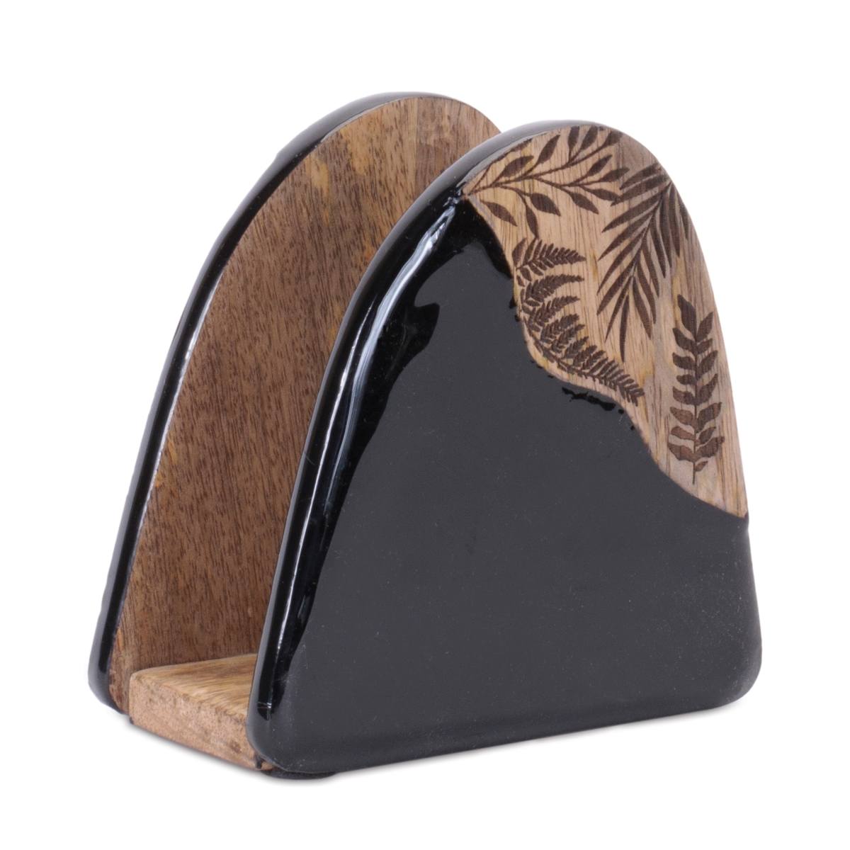 Picture of Melrose 96262DS 5 in. Wood Coaster with Holder, Black & Brown - Set of 5