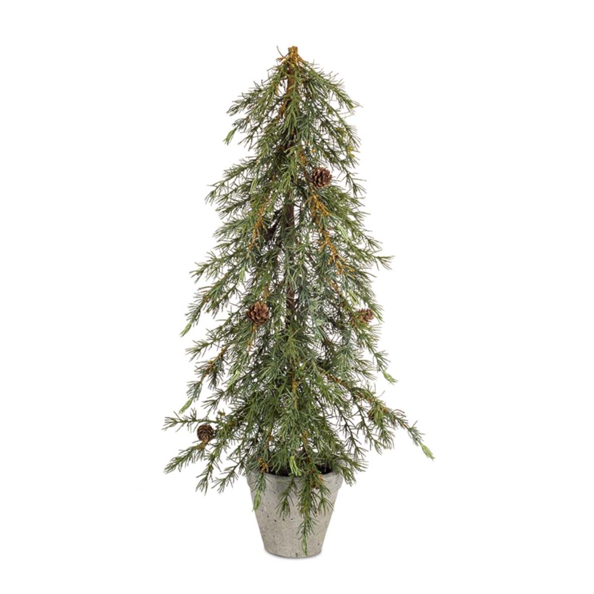 73210ds 29 In. Plastic Potted Pine Tree, Green & Grey - Set Of 2