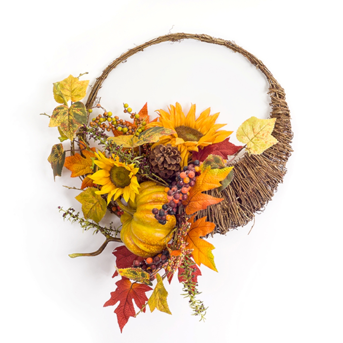 73278ds 15.5 X 20.5 In. Sunflower & Gourd Cornucopia Wreath Foam - Multicolor
