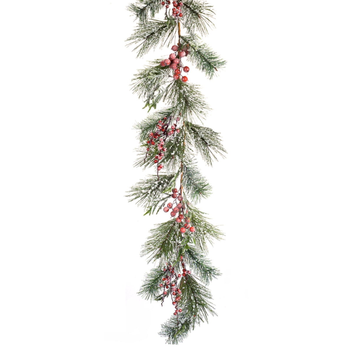 UPC 746427733205 product image for 73320DS 5 ft. PVC Iced Pine & Berry Garland, Green & White - Set of 2 | upcitemdb.com