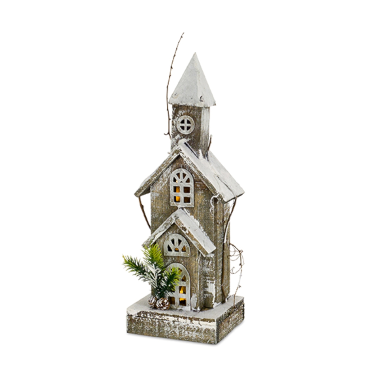 UPC 746427735575 product image for 73557DS 18 x 5.25 in. Wood Church Novelty Christmas Toy, White & Brown - Set | upcitemdb.com