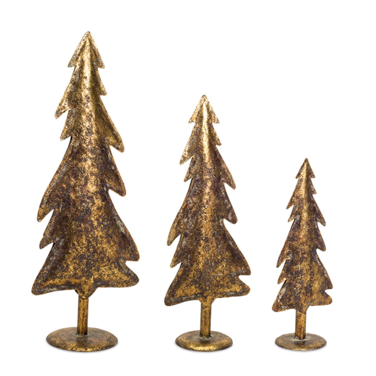 73570ds 13 X 17.5 X 22 In. Metal Tree Novelty Christmas Toy, Brown & Gold - Set Of 3