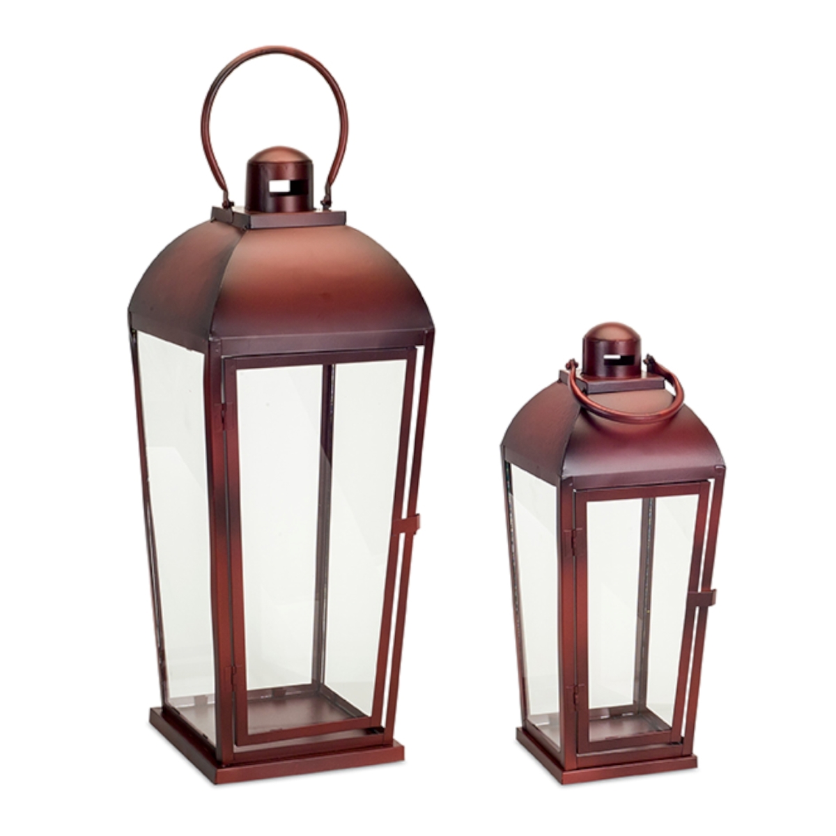 73619ds 17 X 23.5 In. Metal & Glass Lantern, Red - Set Of 2