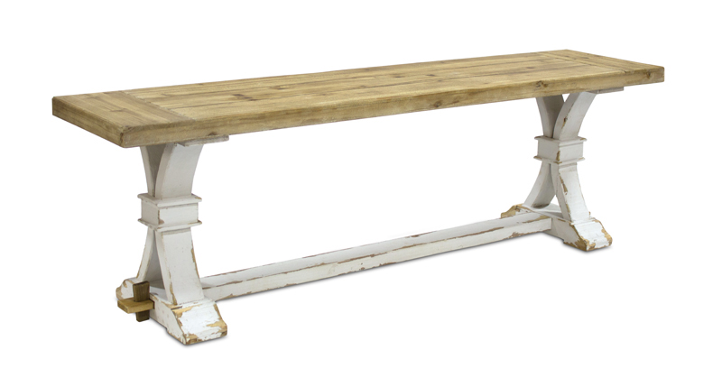 UPC 746427702997 product image for 70299 59 x 18.5 in. Wood Trestle Bench, Brown & White | upcitemdb.com
