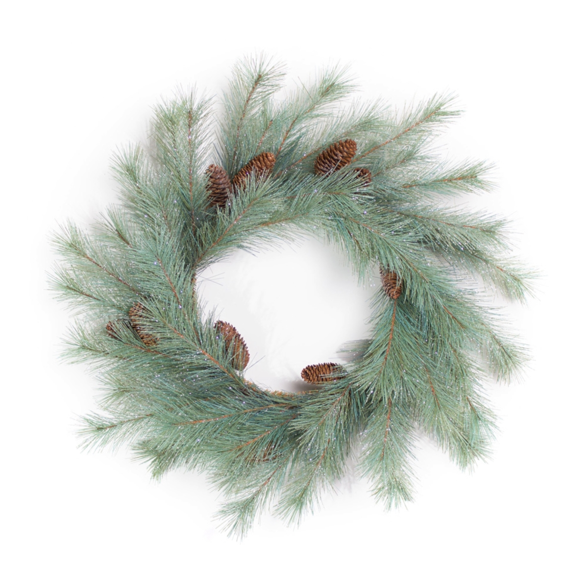 UPC 746427772495 product image for 77249DS 26 in. PVC Pine Wreath - Green & Brown | upcitemdb.com