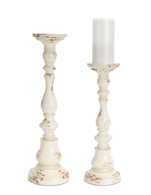 UPC 746427703574 product image for Melrose International 70357 16 & 20 in. Resin Candleholder White - Set of 2 | upcitemdb.com