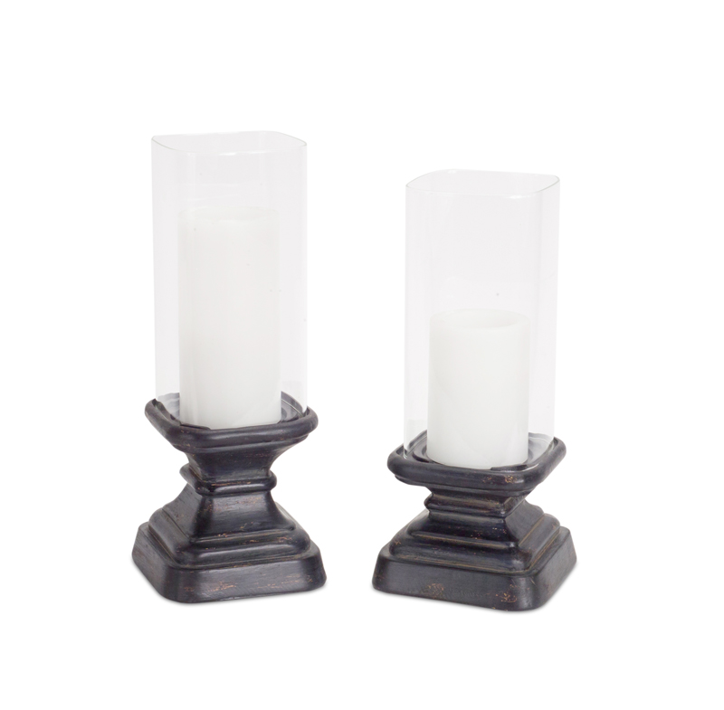 UPC 746427703581 product image for Melrose International 70358 11.5 & 12.5 in. Glass & Resin Square Candleholder wi | upcitemdb.com